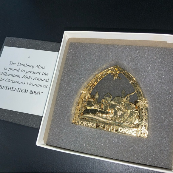 Danbury Mint Millennium Bethlehem 2000 Annual Gold Christmas Ornament MIB - Picture 4 of 5